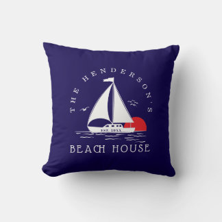 Beach House  Nautical boat Sunset Vacation クッション