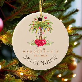 Beach House Palm tree Christmas decor Vacation セラミックオーナメント