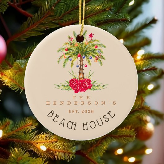 Beach House Palm tree Christmas decor Vacation セラミックオーナメント
