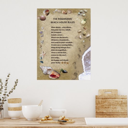 Beach House Rules (customizable)  Poster ポスター (キッチン)