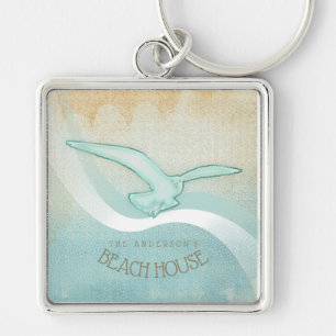 Beach House Seagull Aqua Blue ID623 キーホルダー