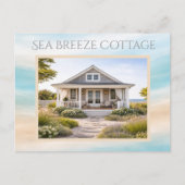 Beach House Vacation Rental Rebooking Card with QR ポストカード (正面)