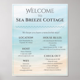 Beach House Welcome Sign with House Rules & WiFi ポスター