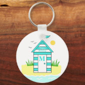 Beach Hut Light Blue Key Ring キーホルダー (正面)