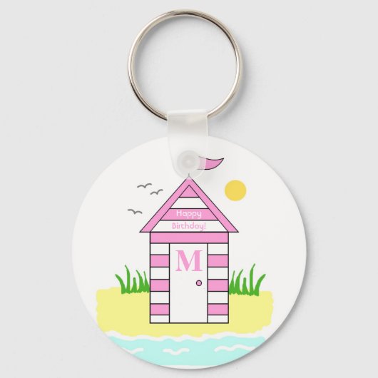Beach Hut Pink Key Ring キーホルダー (正面)