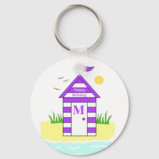 Beach Hut Purple Key Ring キーホルダー (正面)