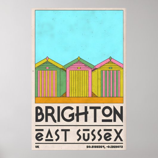 Beach Hut Wall Art Brighton Seaside Row - Mid ポスター (正面)