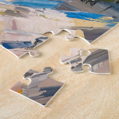 Beach Huts by the Sea in Holland Painting ジグソーパズル (側面)