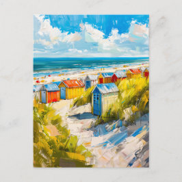 Beach Huts by the Sea in Holland Painting ポストカード