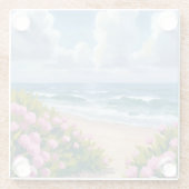 Beach in Bloom | Pink Hydrangea Oceanside Coastal ガラスコースター (裏面)