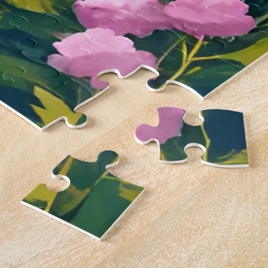 Beach in Bloom | Pink Hydrangea Oceanside Coastal ジグソーパズル (側面)