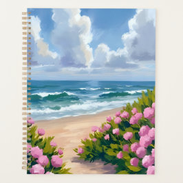 Beach in Bloom | Pink Hydrangea Oceanside Coastal プランナー手帳