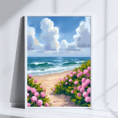 Beach in Bloom | Pink Hydrangea Oceanside Coastal ポスター