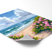 Beach in Bloom | Pink Hydrangea Oceanside Coastal ポスター (角)
