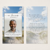 Beach In Loving Memory Photo Sympathy Prayer Card (正面&裏面)