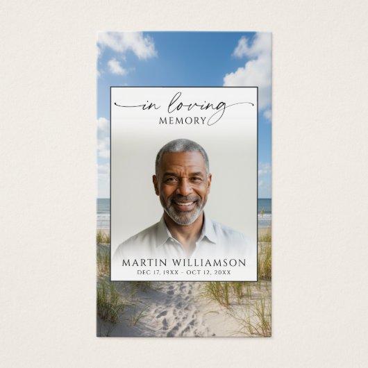Beach In Loving Memory Photo Sympathy Prayer Card (正面)