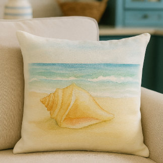 Beach Life Conch Shell Watercolor  アウトドアクッション