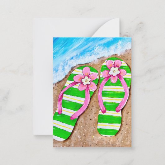 Beach Life Flip Flops Flat Note Cards ノートカード (正面)