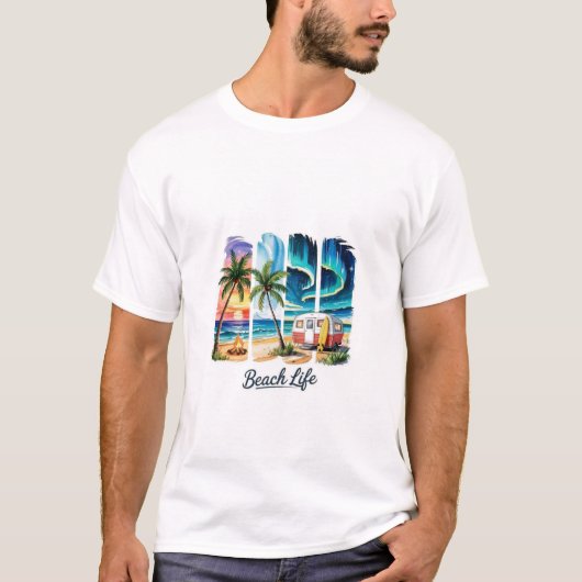 Beach Life T-Shirt – Tropical Summer Vibes & Surf Tシャツ (正面)