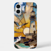 Beach Lighthouse iPhone Case Sunset Waves Birds Case-Mate iPhoneケース (裏面)