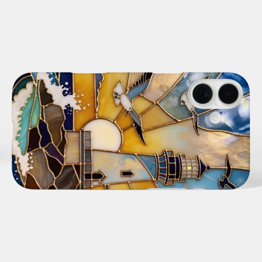 Beach Lighthouse iPhone Case Sunset Waves Birds Case-Mate iPhoneケース (裏面 (横))