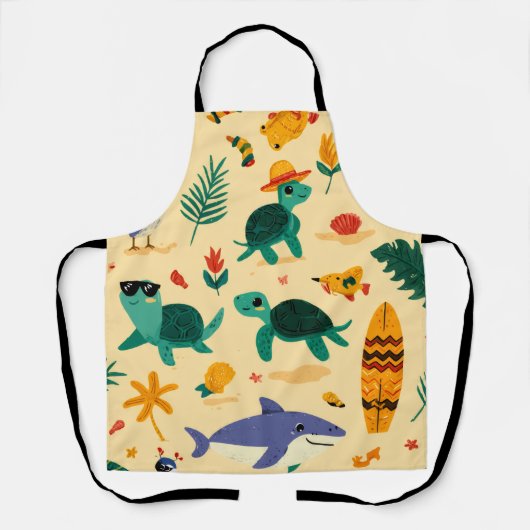 Beach Lover All-Over Print Apron Gift エプロン (正面)