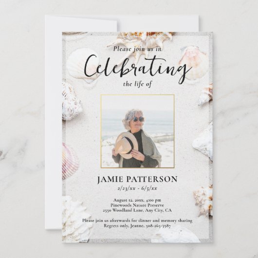 Beach Lover Celebration of Life Photo, Funeral 招待状 (正面)