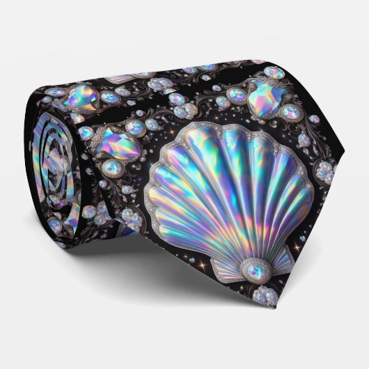 Beach Lovers Tie | Opal Diamond Seashell Pattern ネクタイ (ロール)
