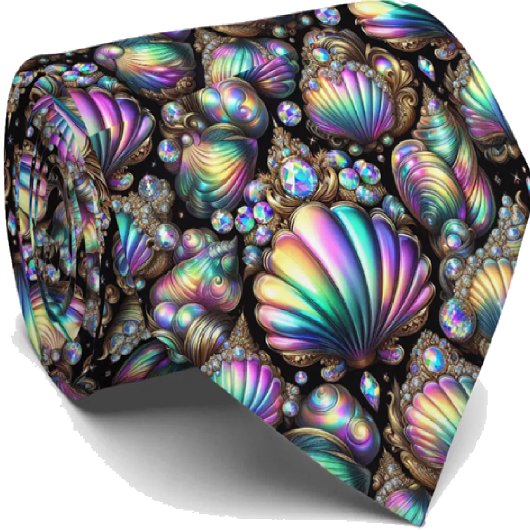 Beach Lovers Tie | Opal Diamond Seashell Pattern ネクタイ
