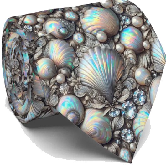 Beach Lovers Tie | Opal Diamond Seashell Pattern ネクタイ