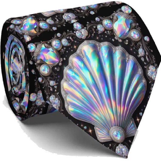 Beach Lovers Tie | Opal Diamond Seashell Pattern ネクタイ