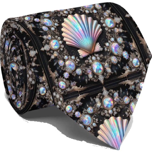 Beach Lovers Tie | Opal Diamond Seashell Pattern ネクタイ
