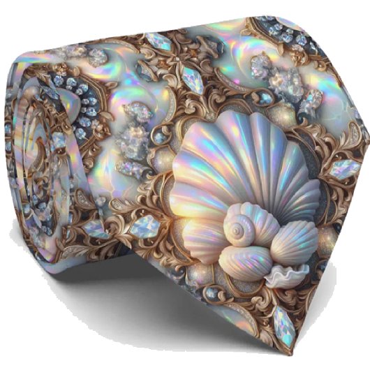 Beach Lovers Tie | Opal Diamond Seashell Pattern ネクタイ