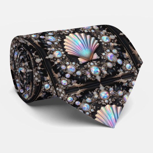 Beach Lovers Tie | Opal Diamond Seashell Pattern ネクタイ (ロール)