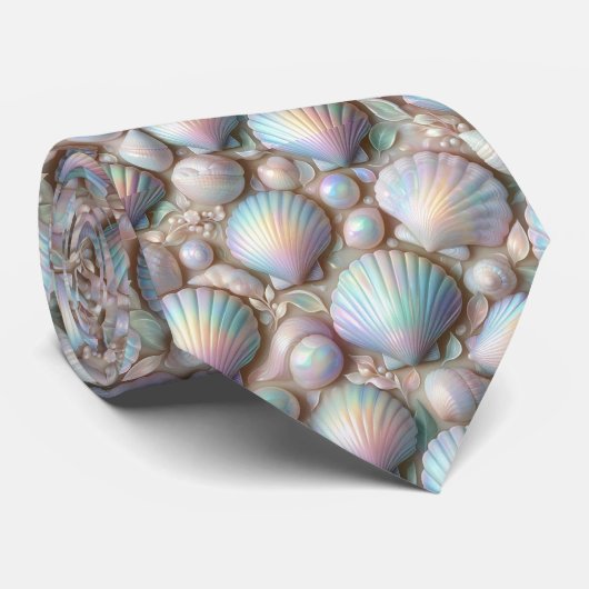 Beach Lovers Tie | Opal Iridecent Seashells  ネクタイ (ロール)
