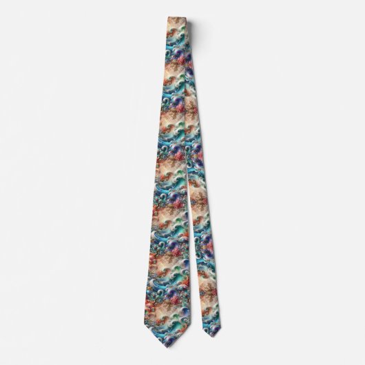 Beach Lovers Tie | Rainbow Ocean Coral Pattern ネクタイ (正面)