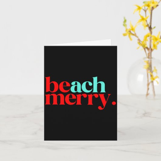 Beach Merry Christmas Funny  カード (黄色い花)