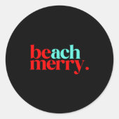 Beach Merry Christmas Funny  ラウンドシール (正面)