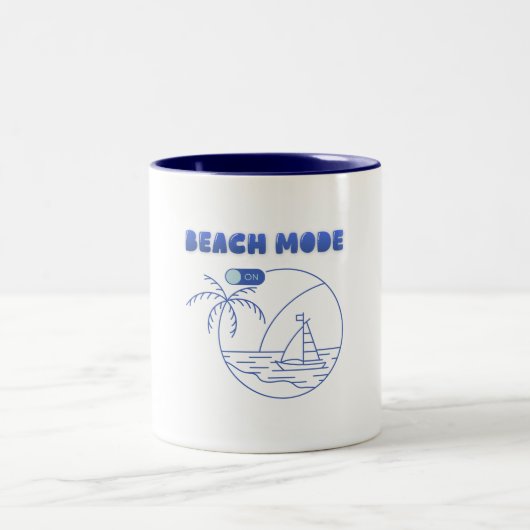 Beach Mode On Mug – Summer Coffee Cup ツートーンマグカップ (中央)