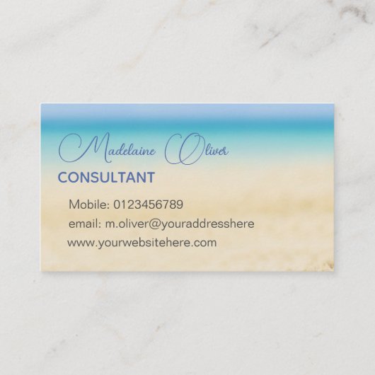 Beach Ocean Coastal Blue  Modern Chic 名刺 (裏面)