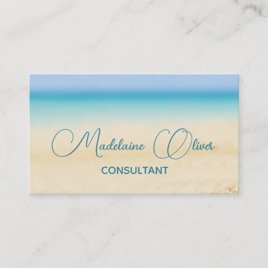 Beach Ocean Coastal Blue  Modern Chic 名刺 (正面)