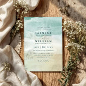 Beach Ocean Destination Elegant QR Code Wedding 招待状