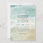 Beach Ocean Destination Elegant QR Code Wedding 招待状 (正面)