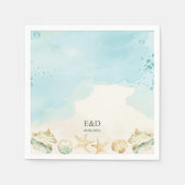 Beach Ocean Destination Wedding Bridal Birthday スタンダードカクテルナプキン (正面)
