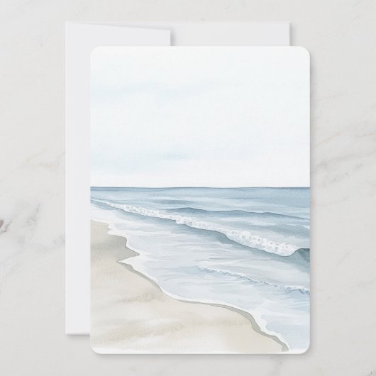 Beach Ocean Heart Sand Wedding 招待状 (裏面)