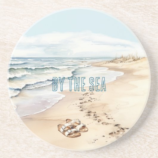 Beach Ocean Sand Sandals コースター (正面)