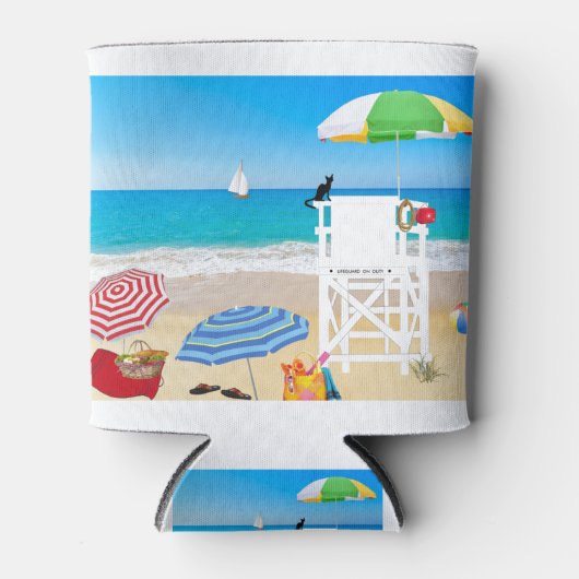 Beach Ocean Sea Lifeguard Guardian Parasols 缶クーラー (正面)