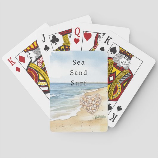 Beach Ocean Sea Shells Heart トランプ (裏面)