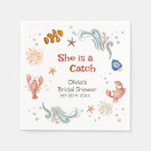 Beach Ocean She's a Catch Bridal Shower スタンダードカクテルナプキン (正面)