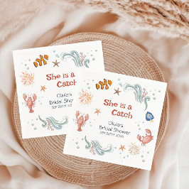 Beach Ocean She's a Catch Bridal Shower スタンダードカクテルナプキン